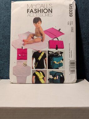 McCall's M5339 Diaper Bag Pattern 2007 Tote Changing Mat Bottle Bag UNCUT Kit